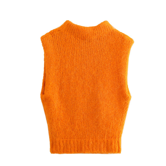 Crewneck Knit Tank Top Sleeveless Pullover