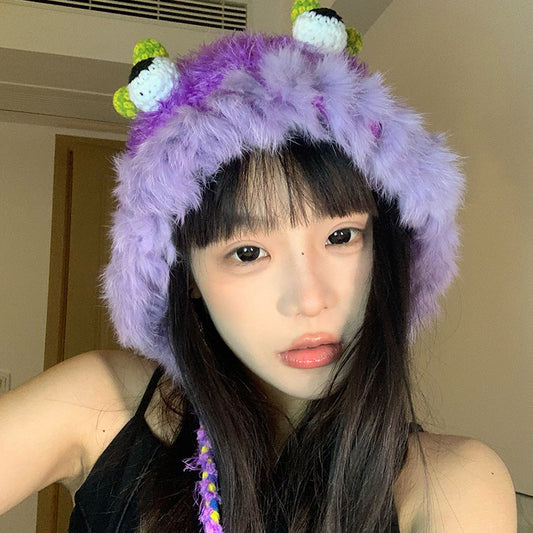 Cartoon Cute Monster Hat Casual Versatile Plush Bonnet
