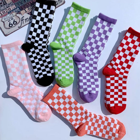 Socks Chessboard Socks Trendy Street European And American