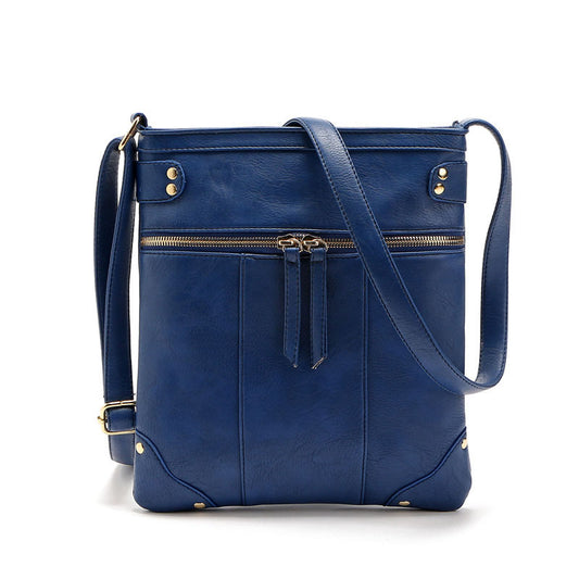 ny europæisk mode håndtaske, crossbody-taske med nitter, lynlås-forlomme, kobber, enkelt skulderrem