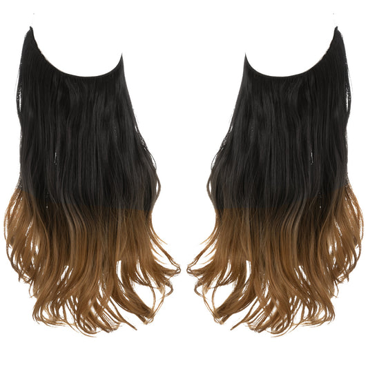 Wig Female Fish Line Type Long Curly Hair Chemical Fiber Extension Piece Matte High Temperature Silk Fish Silk Thread Wig Piece