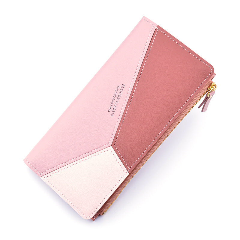 Stitched contrast zip thin wallet