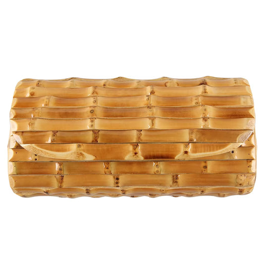 Vintage-Inspired Handmade Bamboo Clutch Bag with Rattan and Straw Accents