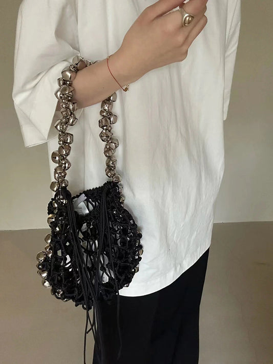 Dark Silver Bell Portable Shoulder Underarm Bag