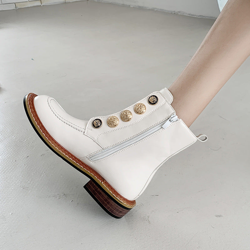 Flat-bottomed Lace-up Low-heel Square Shoes