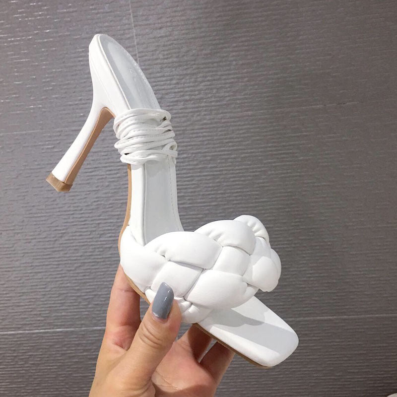 Korean style stiletto woven two-wear strappy sandals