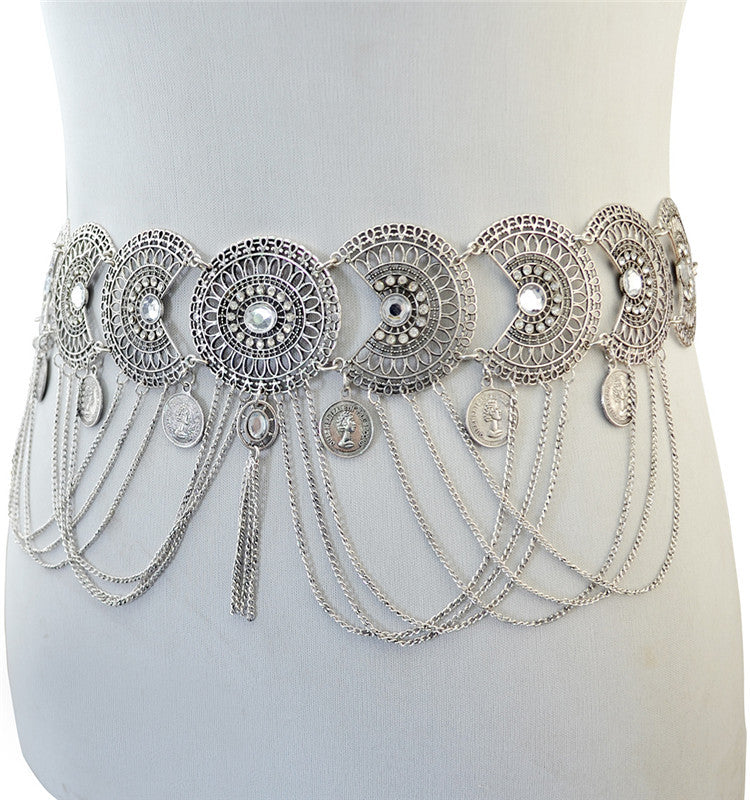 Coin tassel waist chain