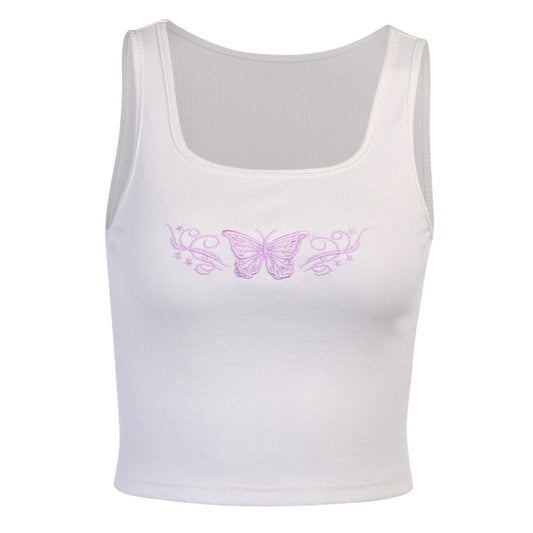 Embroidered Butterfly Sexy Tank Top