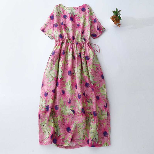 New Summer Ramie Printed Dress