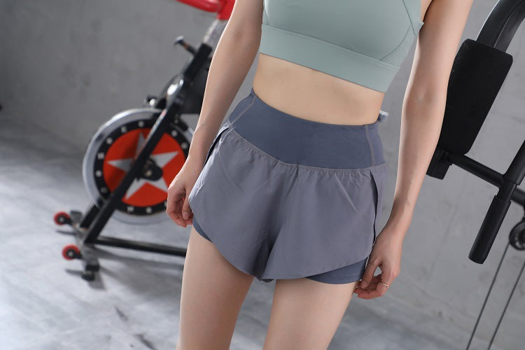 Quick-drying fake two-piece fitness pants