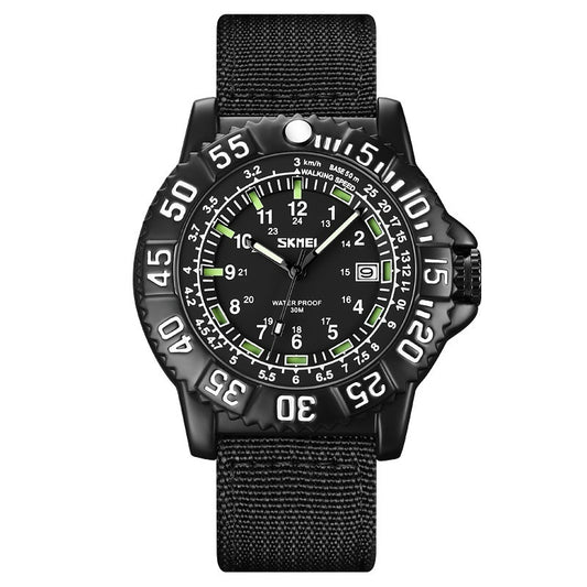 Personalized Calendar Mens Luminous Quartz Watch With A Casual Nylon Strap