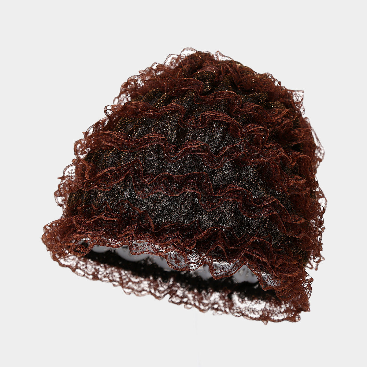 Female Solid Color Pongee Elastic Lace Bag Cap