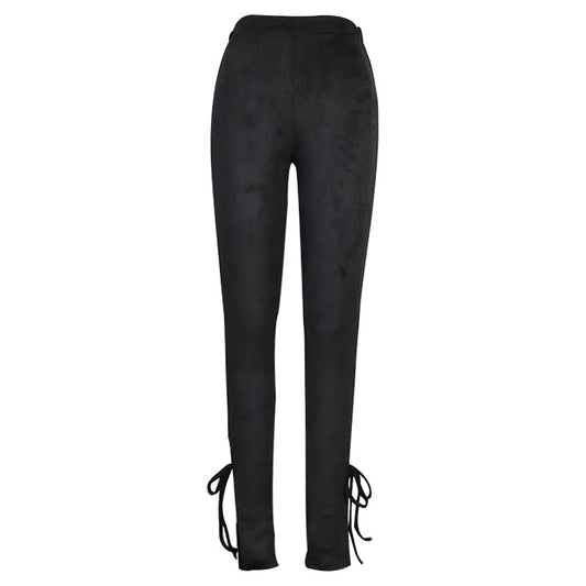Women's Fashionable With Side-slit Tight High Waist Trousers