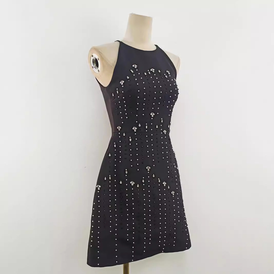 New Elegant Intricately Beaded Cocktail Mini Dress