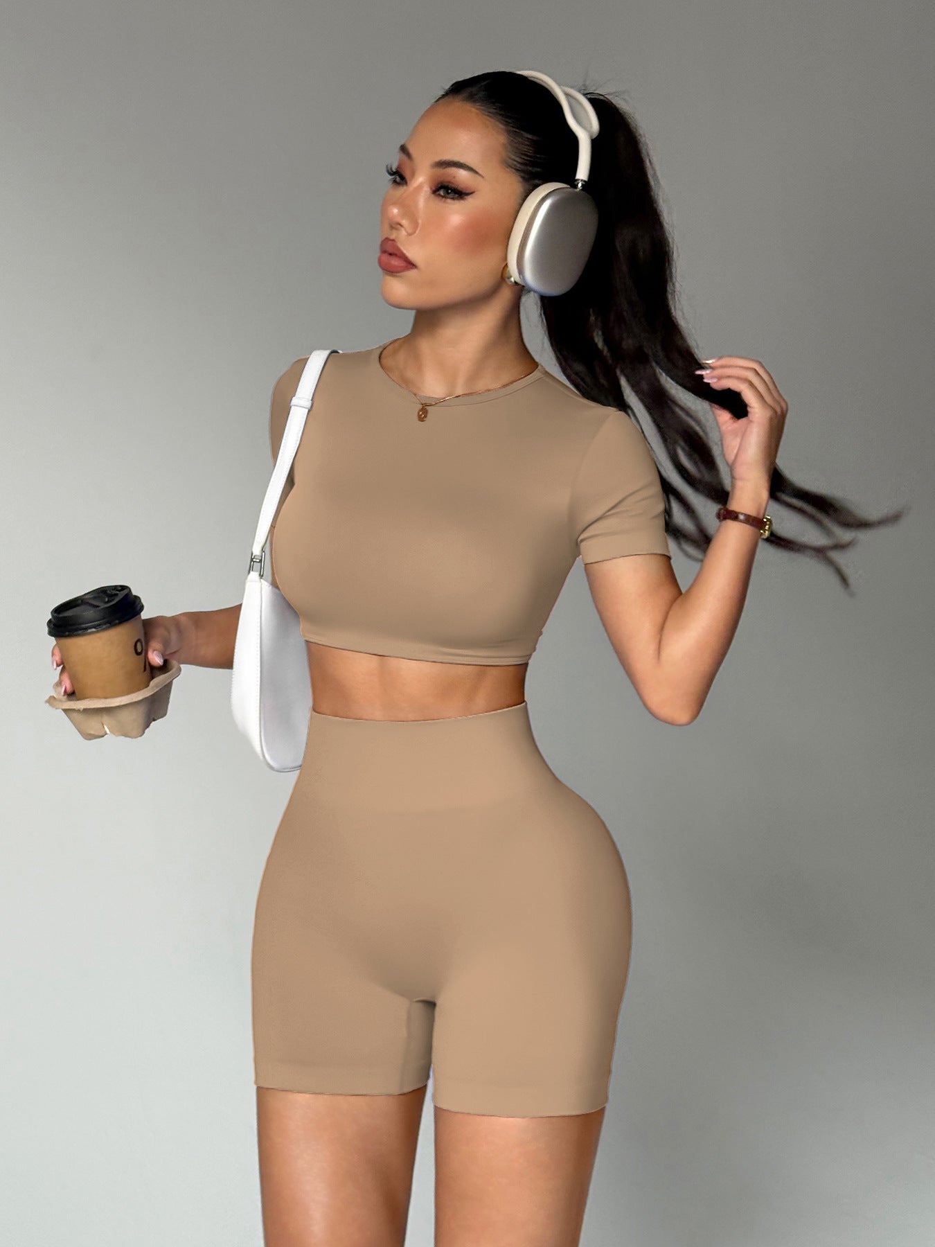 Quick-drying Bare-feel Beautiful-back Short-sleeve Yoga Outfit Set