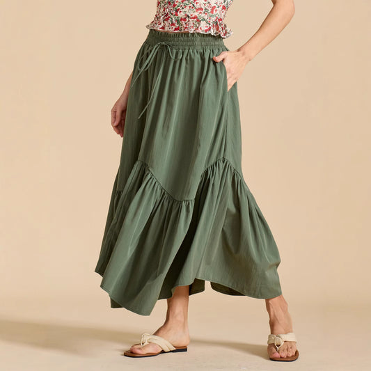 High-waisted Elasticated Maxi Skirt Retro Long Dress