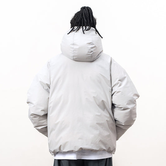 Men's Functional Oblique Zipper Hooded Loose Coat