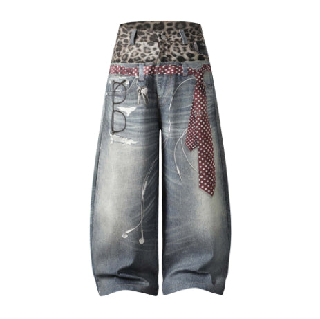Leopardprintet, Todelt-look Vaskede Og Slidte Denimjeans