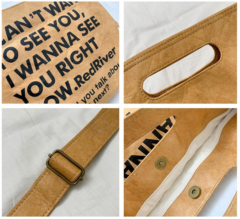 Casual One Shoulder Crossbody Portable Kraft Paper Bag