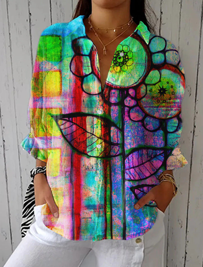 Women's Summer European And American Trendy Shirt Animal Pattern Printing
