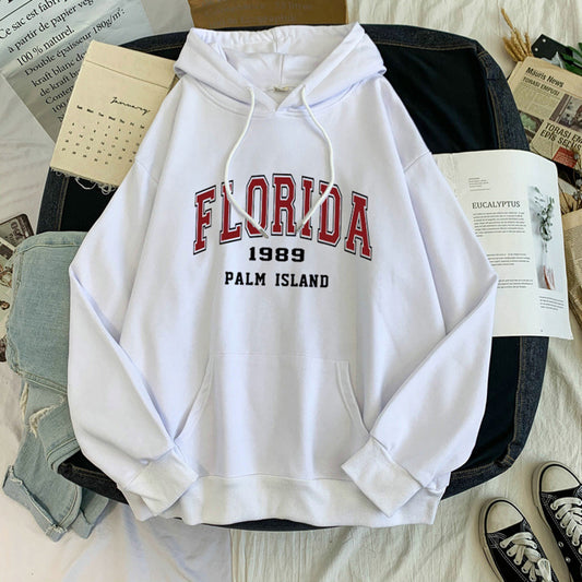 Fleecefortykket sweatshirt med engelsk alfabet til mænd og kvinder