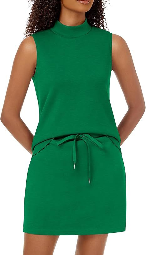 Stylish Casual Mock-neck Sleeveless Sporty Tennis Set