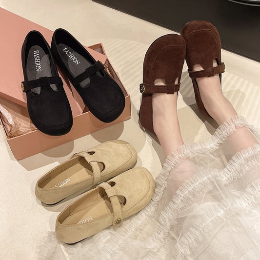 French Retro Round Toe Single Shoe Women's Soft Sole Versatile Mary Jane Shoes Fairy Style Grandma Shoes