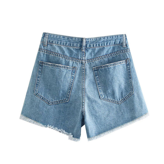 FashionWomen's Ripped High Waist Denim Shorts