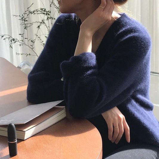 Women's Knitting Shirt V-neck Sweater Gentle Japanese Style