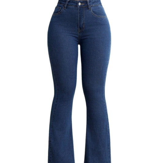 New Style All-Match Elastic High-Waist Flared Denim Jeans For European And American Girls