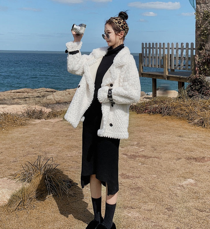 Fashion New Lamb Fur And Fur One Loose Coat