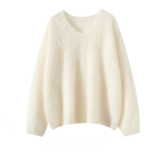 V-neck Autumn And Winter Lazy And Loose Soft Glutinous Sweater