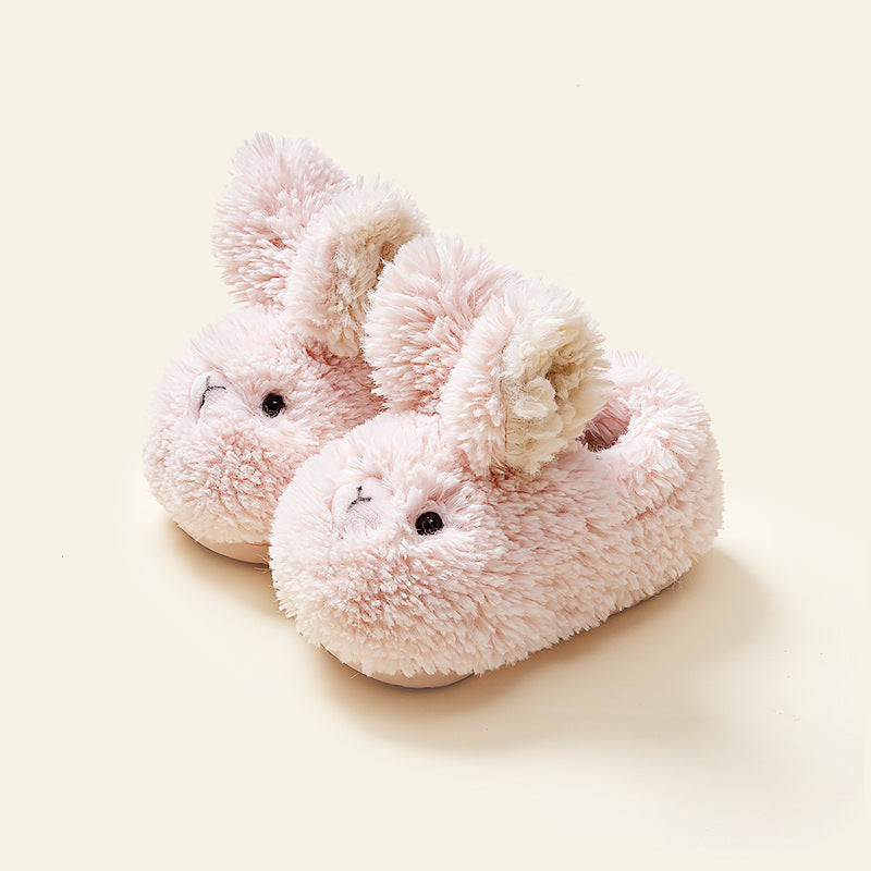 Happy Mary Children's Cotton Shoes Rabbit Plush Heel Slippers