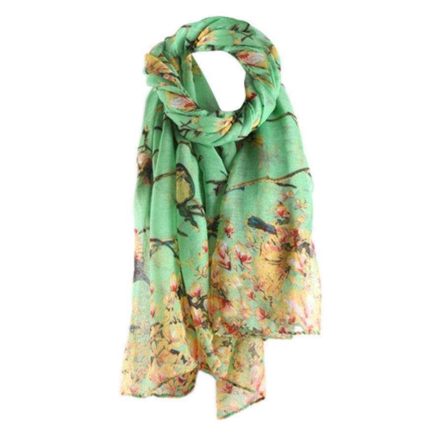 Fashion Twigs And Birds Print Pattern Scarf