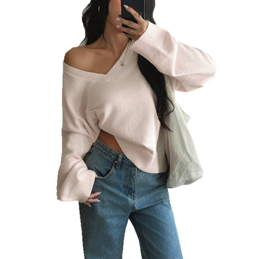 Fashion Solid Color Long Sleeve Sweater For Women