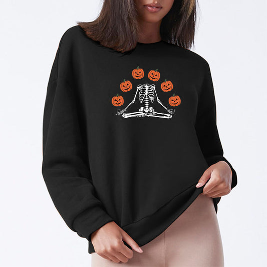 Kvinders Wansheng græskar kranie printet sweatshirt med rund hals