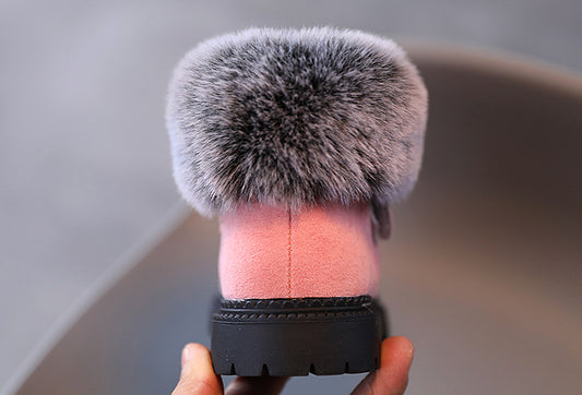 Children's Snow Boots, Flat-bottomed Girls, Princess Cotton Shoes, Fashion Thickening And Velvet Short-tube Baby Boots