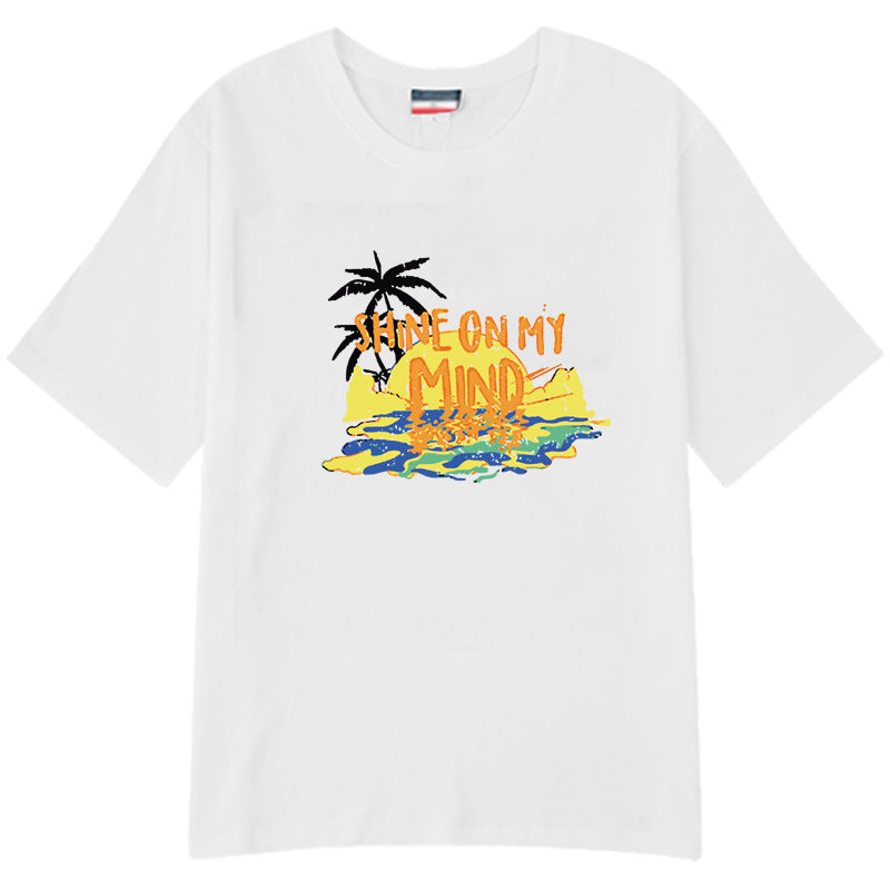 Cotton White Short Sleeve T-Shirt Women's Loose Top