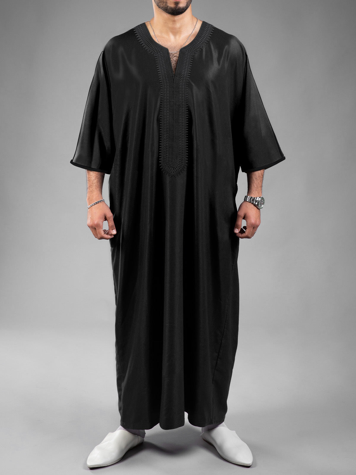 Digital-Print Ethnic Moroccan Mens Robe 3D
