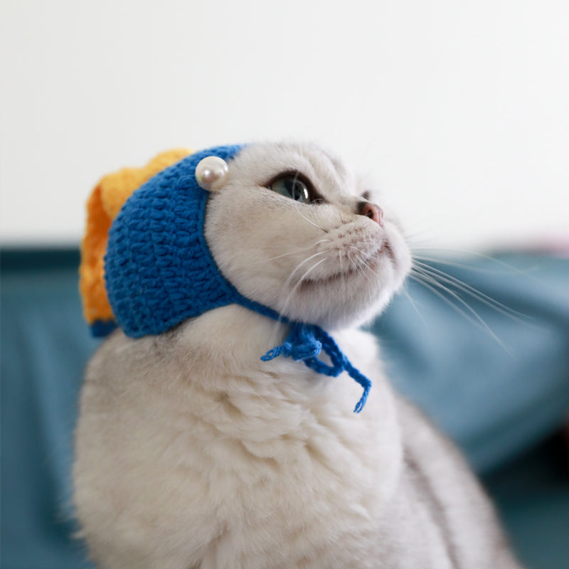 The Girl With Pearls Purely Handmade Original Pet Costume Cat Hat