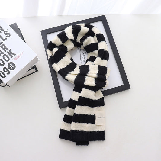 Women's Fashion Monochrome Striped Thermal Shawl Scarf