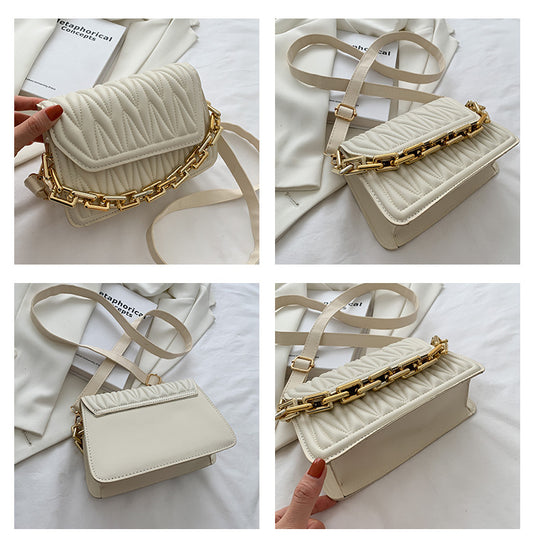 Hong Kong Style Retro Single Shoulder Bag Fashion Casual Messenger Texture Chain