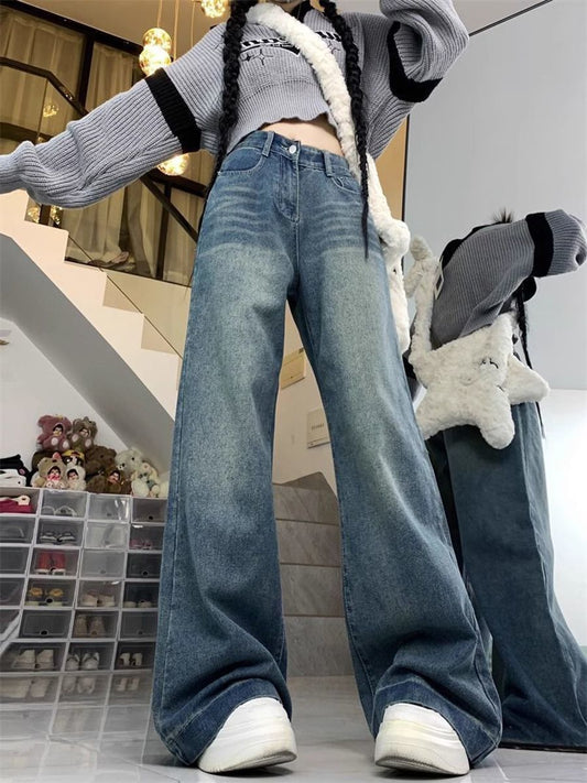 High Waist Loose And Slimming Wide-leg Straight Pants