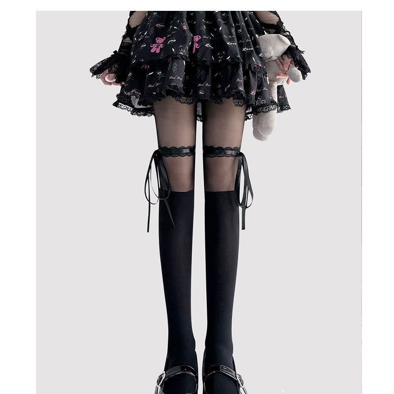 Women's Lace-up Pantyhose Thin