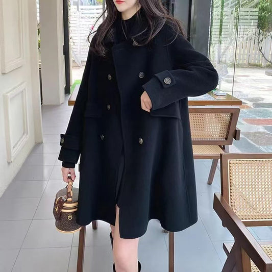 Mid-length Korean Style Doll Collar Autumn And Winter Woolen Woolen Coat
