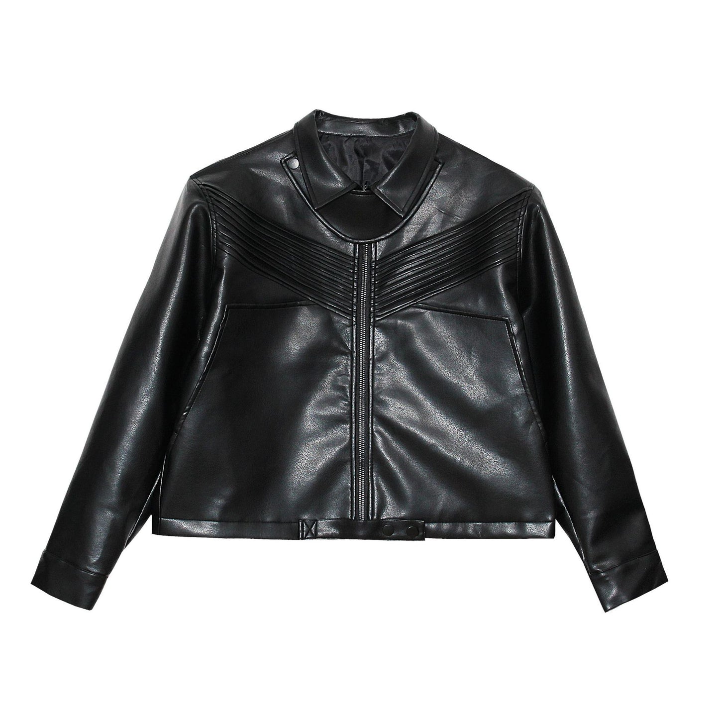 Men's Black Leather Jacket Loose Top Coat