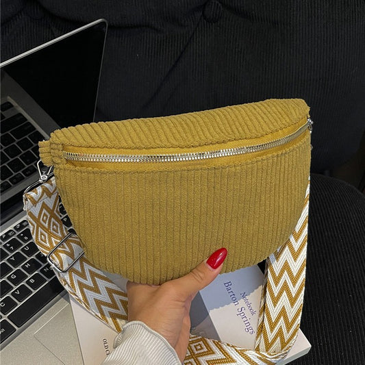Women's Crossbody Bag Single Shoulder Corduroy Waist Bag
