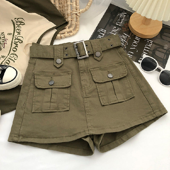 Women's Denim Skirt With Belt High Waist Design
