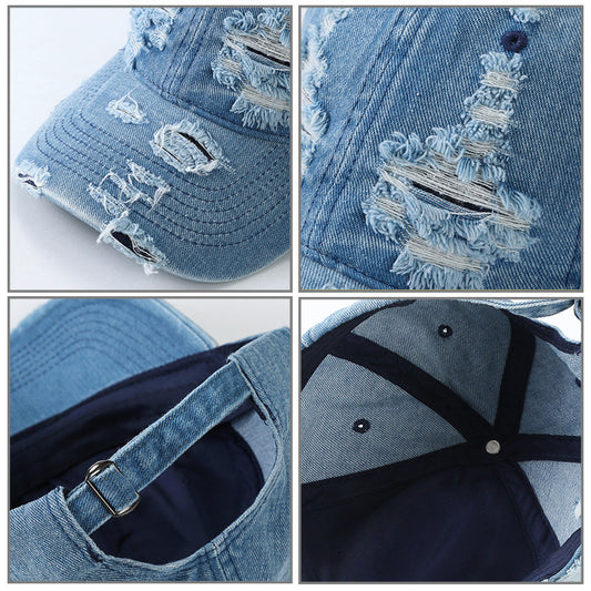 Ripped Denim Baseballkasket Hip Hop Cool