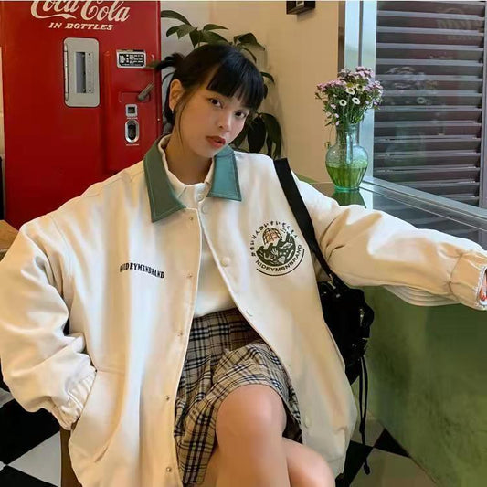 Loose Student Bf American Retro Baseball Jacket Tide